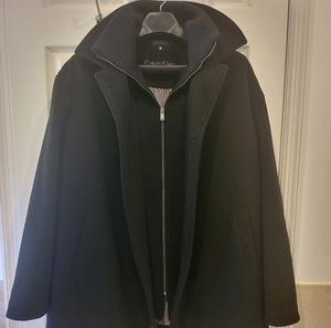 Calvin Klein Black Men's Pea Coat Wool Blend - 3X